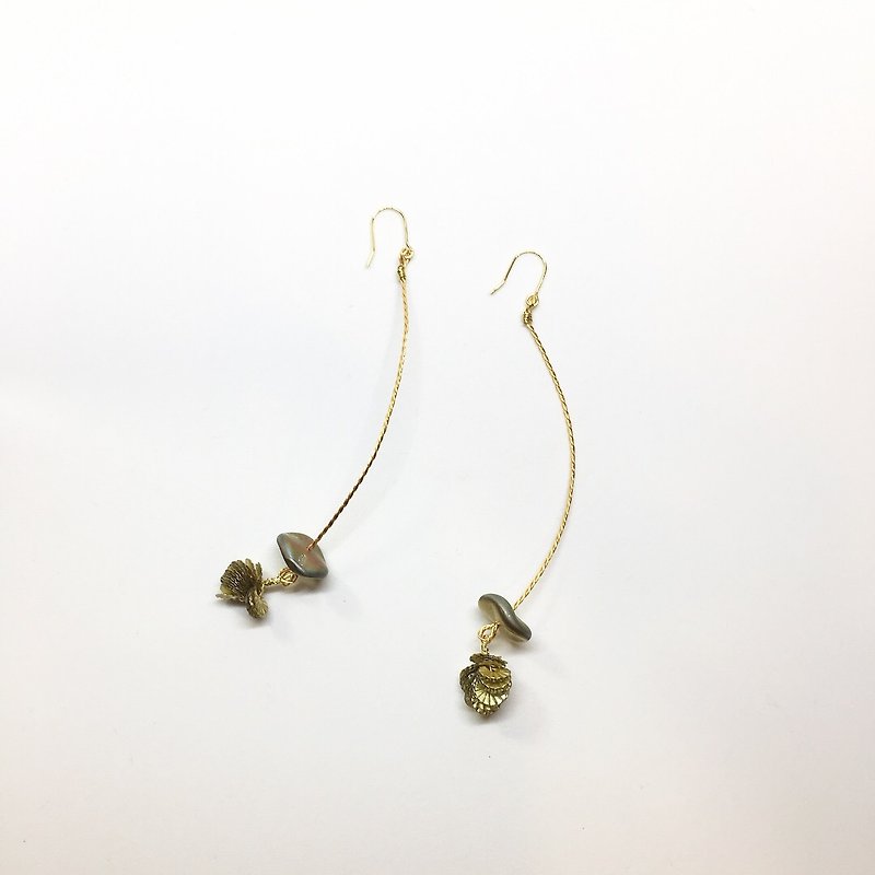 Streamlined golden fruit long earrings - Earrings & Clip-ons - Glass Gold