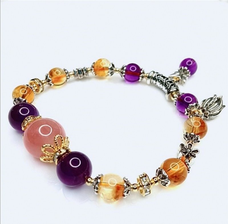 Gold and Silver Treasure Jinyincaibao Yellow Assestley Pink Amethyst Bracelet - Bracelets - Crystal 