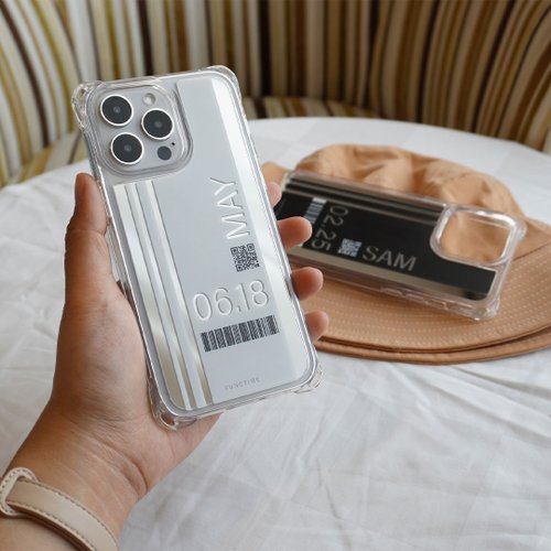 Functime風時．客製化美型載具條碼手機殼 【Functime】客製化 極簡風載具QRcord 白色 手機殼