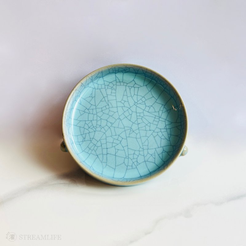 冰裂高足窯盤 - 擺飾/家飾品 - 瓷 藍色