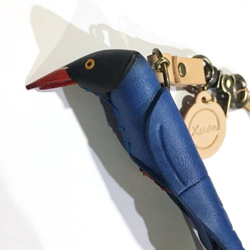 選皮革 革物工作室 原創動物系列 臺灣藍鵲(長尾山娘) 吊飾掛扣皮件皮雕