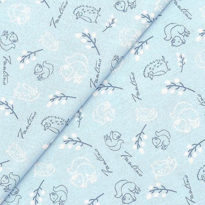 Linen fabric (forest kaleidoscope) cornflower blue - Knitting, Embroidery, Felted Wool & Sewing - Cotton & Hemp Blue