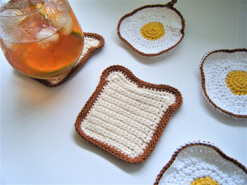 Pure cotton handmade toast coaster - ที่รองแก้ว - ผ้าฝ้าย/ผ้าลินิน หลากหลายสี