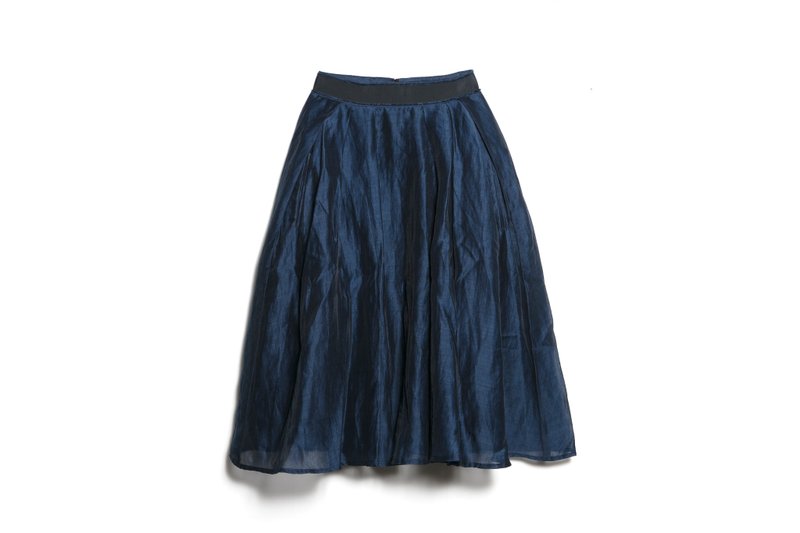 打褶寬裙（亮藍） - 裙子/長裙 - 棉．麻 