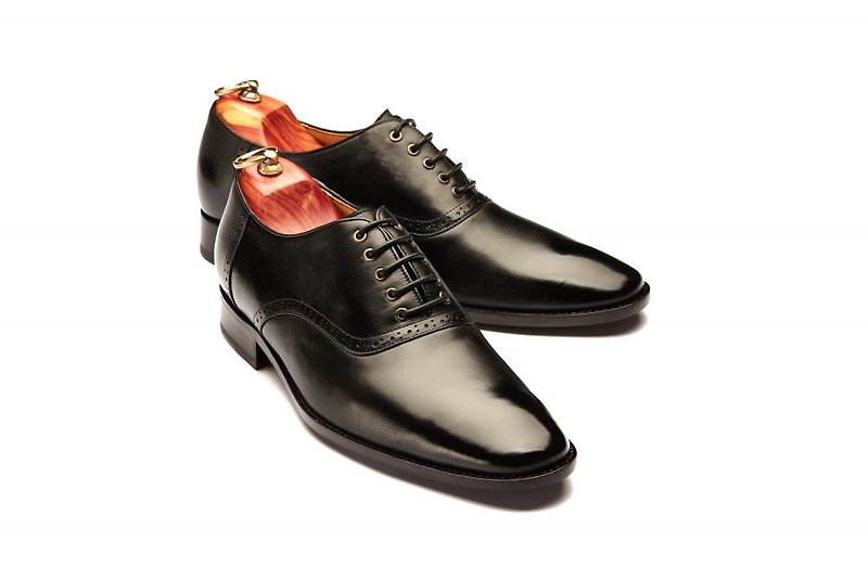 Lin Guoliang Saddle Oxford Shoes Saddle shoes Classic Black - รองเท้าหนังผู้ชาย - หนังแท้ สีดำ