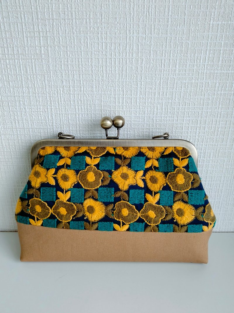 刺繍ポシェット(紺) - 側背包/斜背包 - 棉．麻 多色
