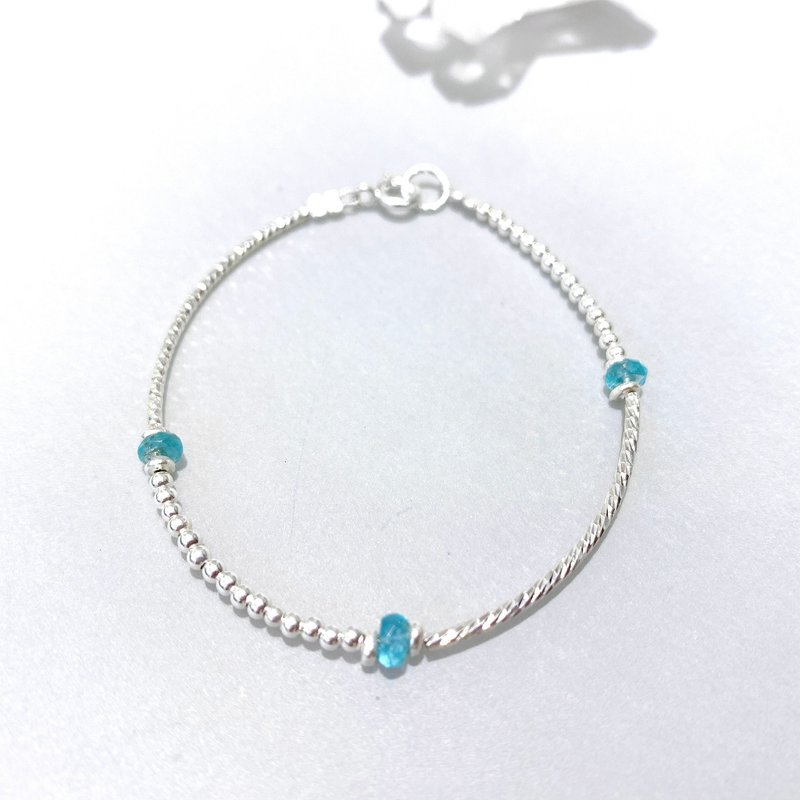 Ops Apatite Silver bracelet -磷灰石/純銀/湖水藍/天然石 - 手鍊/手環 - 寶石 藍色