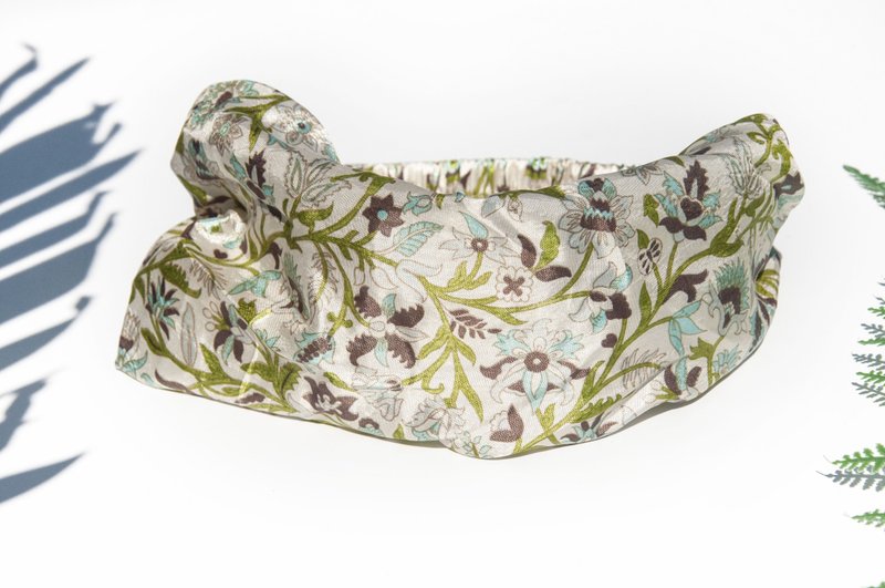 Premium Silk Headband / Vibrant Floral Headband / Elasticated Headband / Handmade Silk Headband - Palace Floral & Leaf - เครื่องประดับผม - ผ้าไหม หลากหลายสี