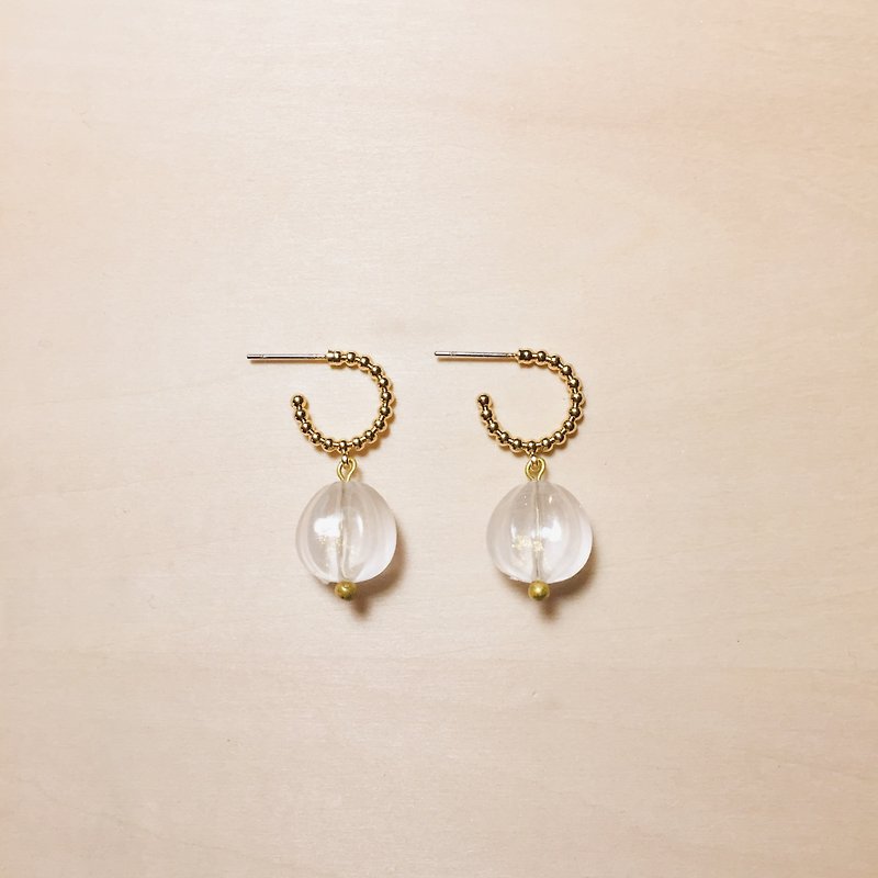 Vintage Beads C Shape Glitter Pumpkin Earrings - Earrings & Clip-ons - Resin Transparent