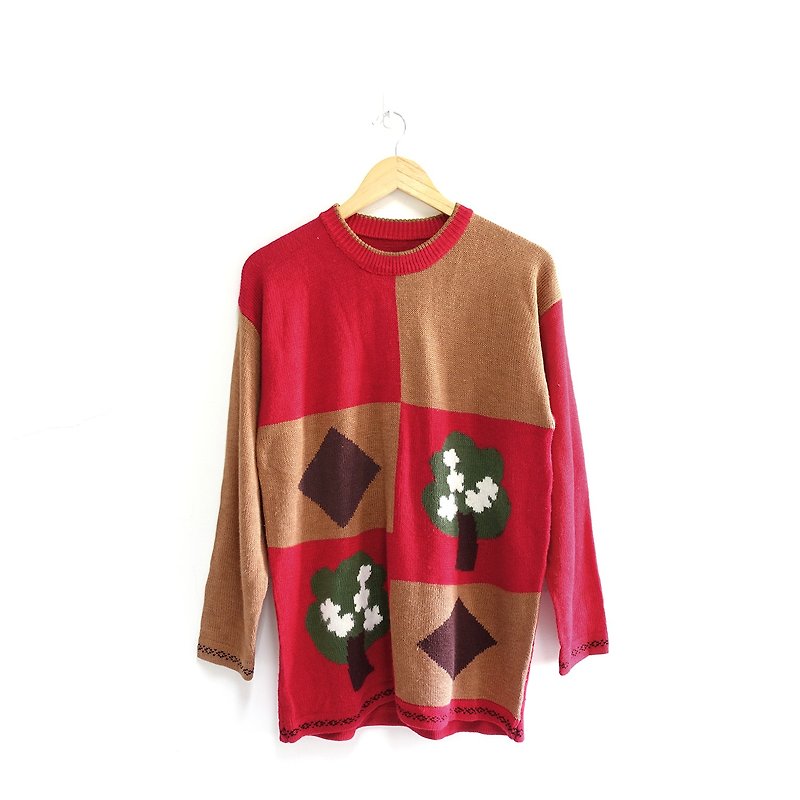 │Slowly│Apple Tree-Vintage Sweater│vintage.Retro.Art - Women's Sweaters - Other Materials Multicolor