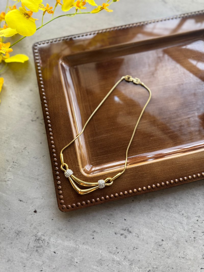 ヴィンテージ ジバンシィ ラインストーン ゴールド＆シルバーメッキ ネックレス アンティーク ジュエリー - ネックレス - 金属 ゴールド