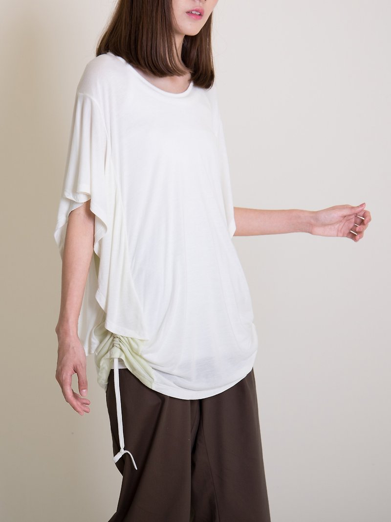 Two-color flying mouse sleeve - Women's Tops - Cotton & Hemp White