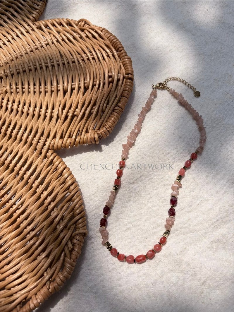 ゆっくり暮らし ビーズネックレス 天然石ネックレス ハンドメイドネックレス - ネックレス - その他の素材 レッド