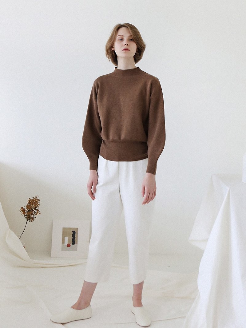 KOOW Sleeve Beauty 100% Wool Pullover Royal Yarn - Women's Sweaters - Wool Brown