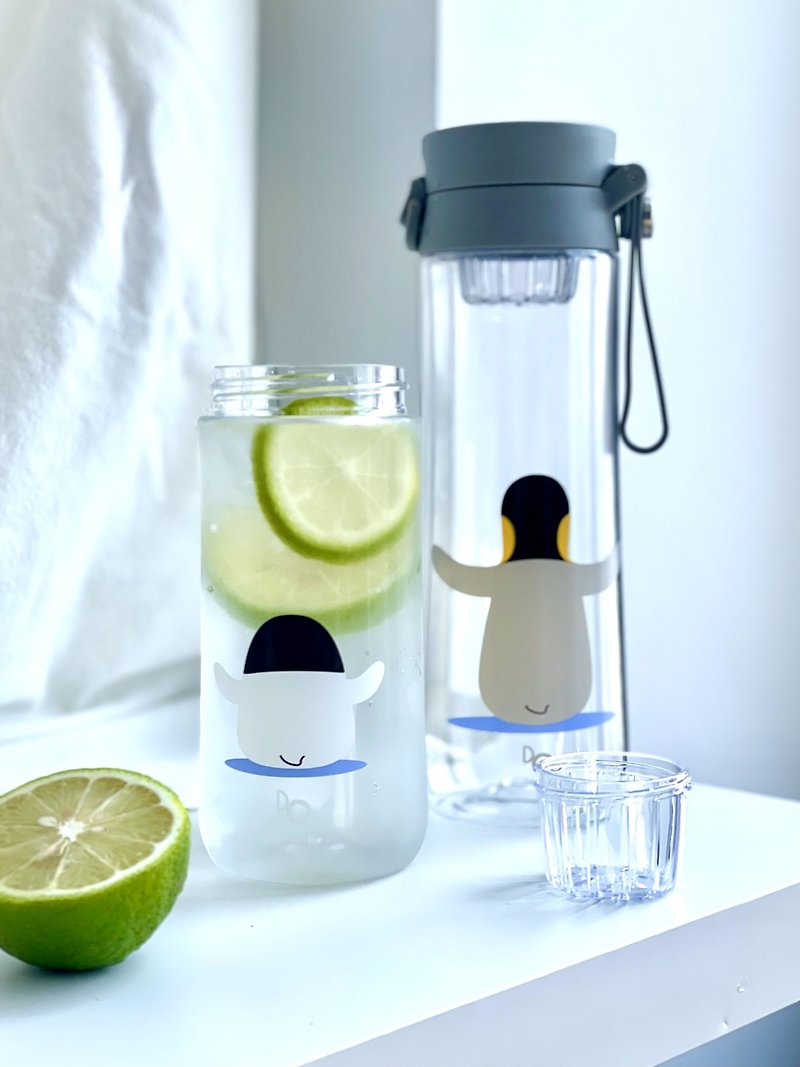 Arden transparent environmentally friendly water bottle 400ml/600ml penguin style - Pitchers - Plastic Gray