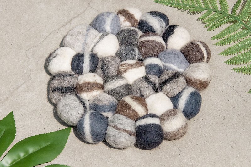 Wool felt rainbow insulation mat pot wool felt pot mat - marble stone color round pot - ผ้ารองโต๊ะ/ของตกแต่ง - ขนแกะ สีเทา