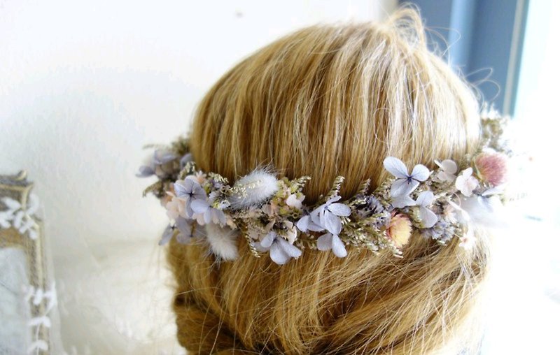 Customized romantic pink purple hydrangea wreath - Hair Accessories - Plants & Flowers Purple