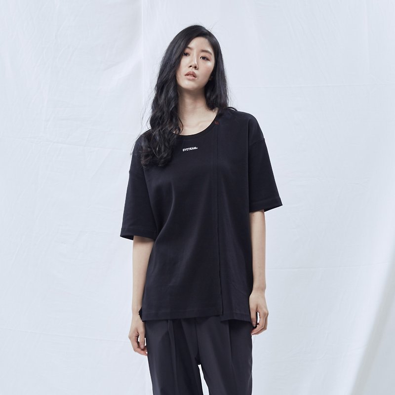 DYCTEAM - Asymmetrical Fifth Tee (Black) - Unisex Hoodies & T-Shirts - Cotton & Hemp Black
