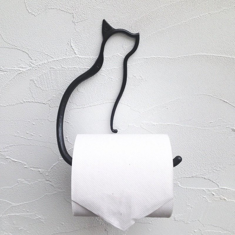 黒猫のトイレットペーパーホルダー - 衛浴用品/浴室收納 - 其他金屬 黑色