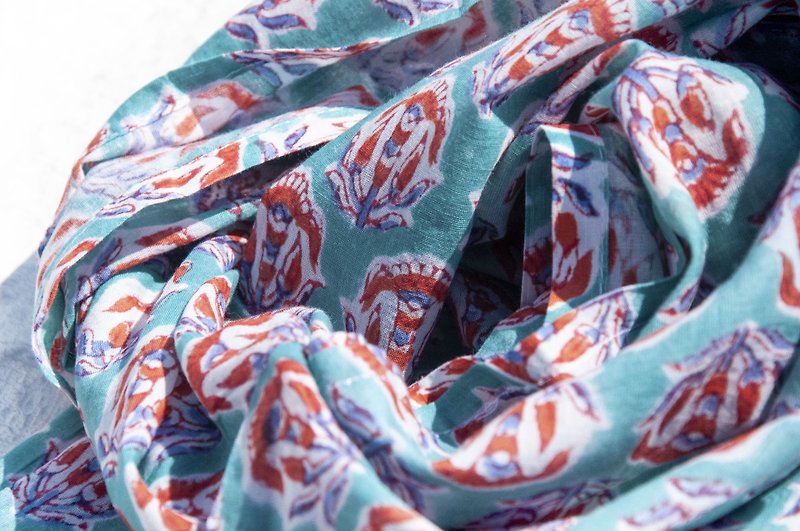 Handmade Woodcut Printed Plant Dyed Scarf