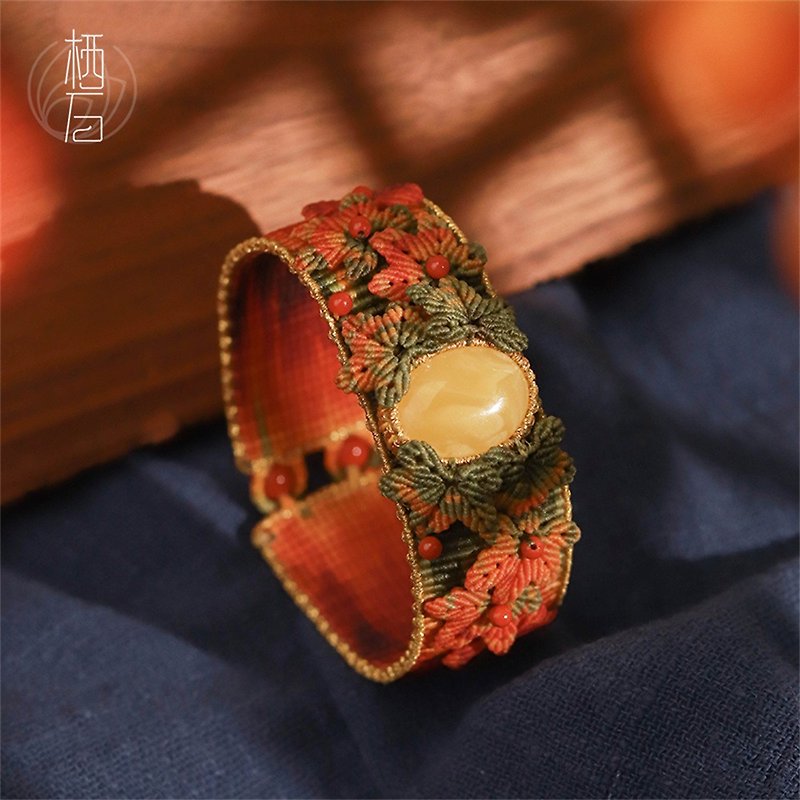 Qi Stone&#39;s original poetry and painting style is autumn into Langan Chinese style jewelry DIY hand-woven tutorial material package