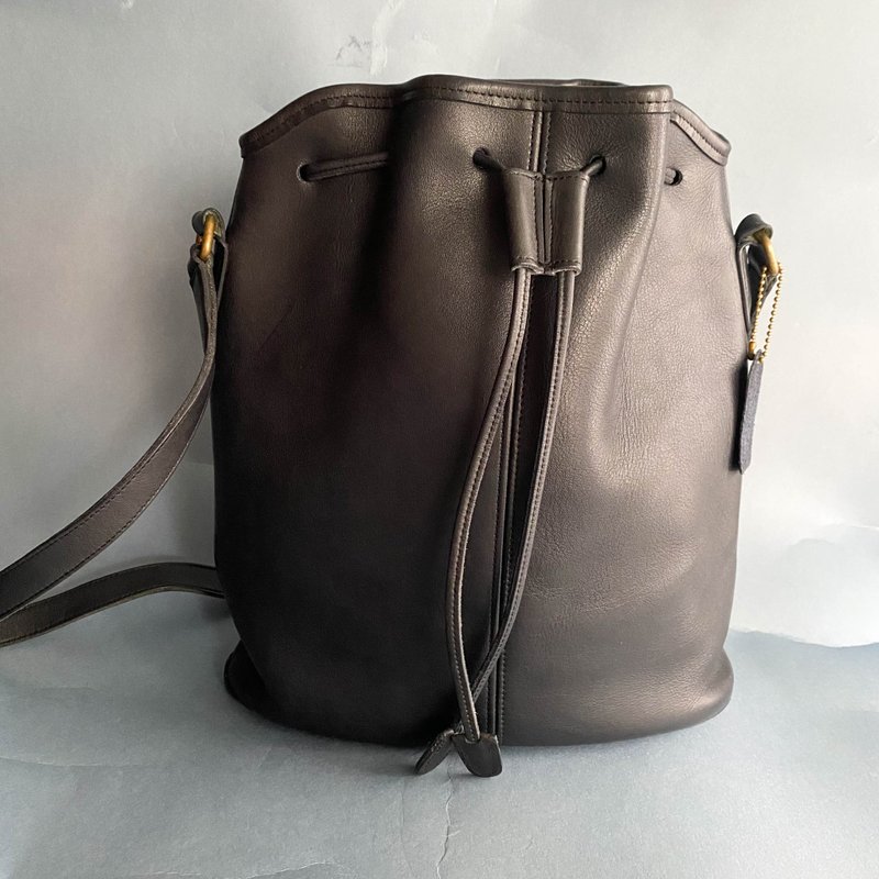 中古包Coach|水桶包|索繩包|古董包|女友禮物|側背包Bucket - 束口袋/束口背包/水桶包 - 真皮 黑色