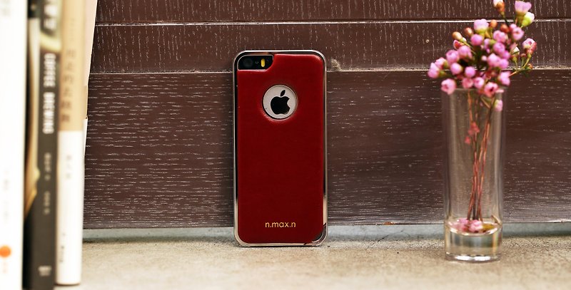 iPhone 5 / 5S /SE 半套系列皮革保護套- 小裂紋赭紅 - 手機殼/手機套 - 真皮 紅色