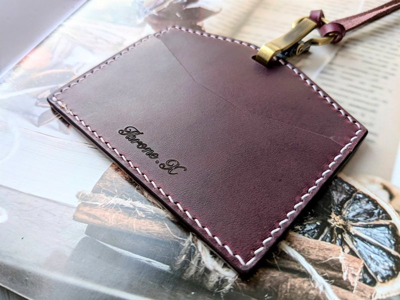 Leather hand-sewn material kit + free step-by-step instructional video∣ID card set∣customized laser engraving∣yoyou card - Leather Goods - Genuine Leather Purple