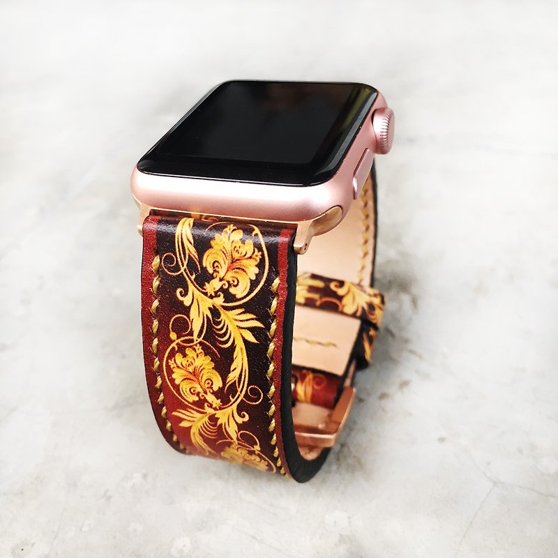Apple Watch Leather Band,Apple Watch Strap, 38mm, 42mm, series 3,2,1 - 腕時計ベルト - 革 レッド