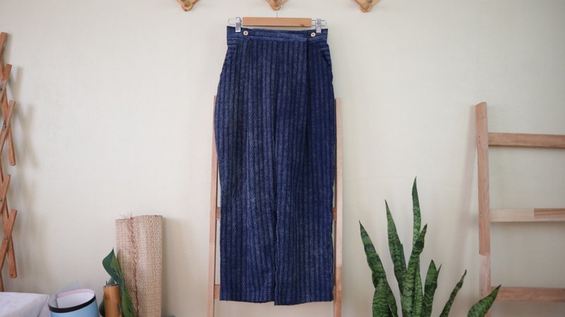 Simple Pants  in indigo stone - 女長褲 - 棉．麻 