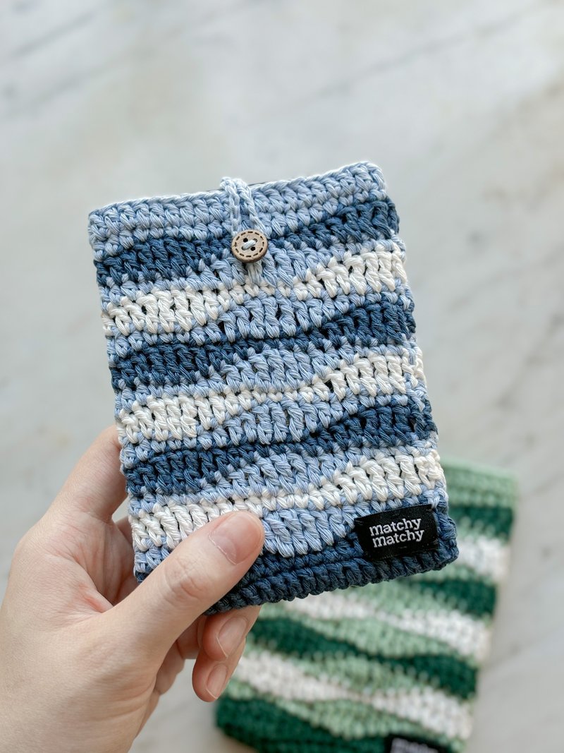 【Passport Holder】WAVY PASSPORT HOLDER - Passport Holders & Cases - Cotton & Hemp Blue