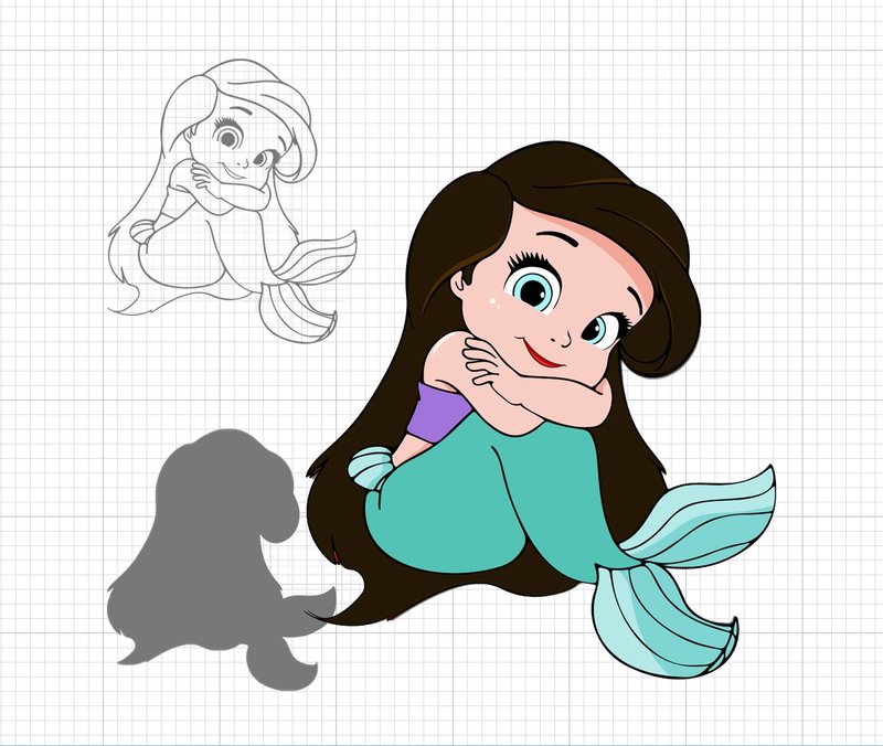 Baby Mermaid Svg cut file, Little Princess svg, Little Princess png - 電子似顏繪/繪畫/插畫 - 其他材質 