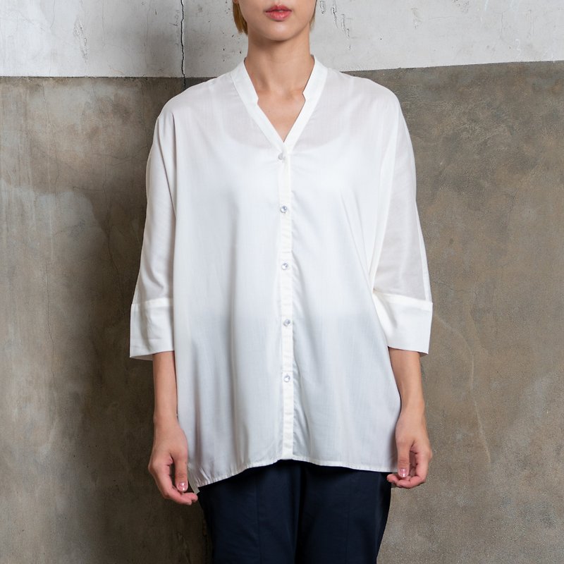 寬鬆連袖上衣-日本輕薄夏季布料 - 女裝 上衣 - 棉．麻 白色