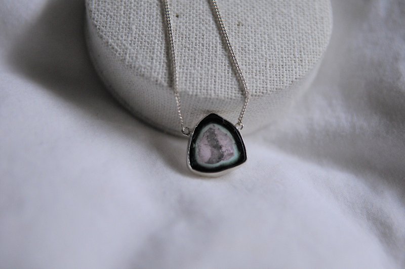watermelon tourmaline silver pendant, watermelon tourmaline necklace, mothersday - Necklaces - Silver Silver