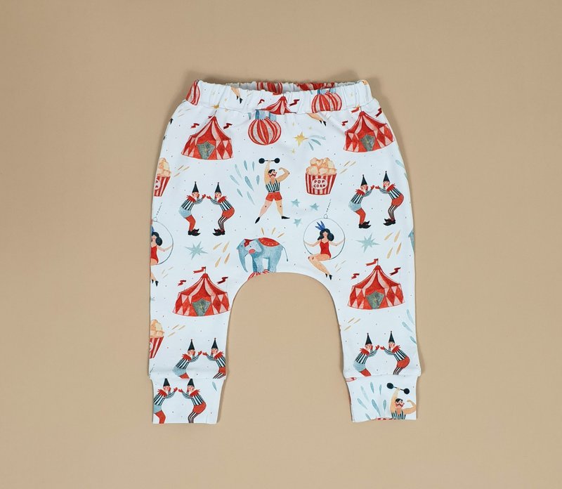 Circus baby pants, baby leggings, baby girl pantst, baby boy pants, baby outfits - 男/女童長褲/短褲 - 棉．麻 多色