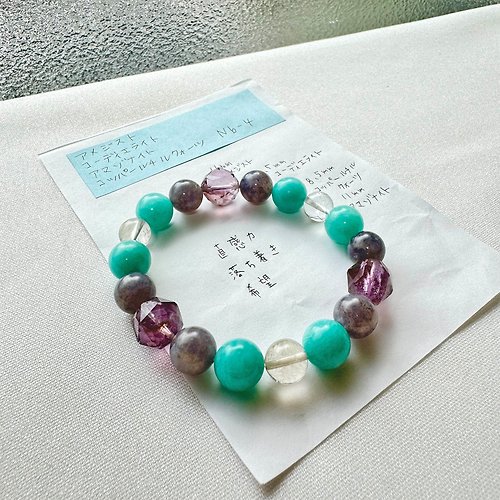 Hoshino Jewelry Kan 天河石 紫晶 菫青石 金髮晶 天然 水晶 日本直郵 手鏈 禮物 2024
