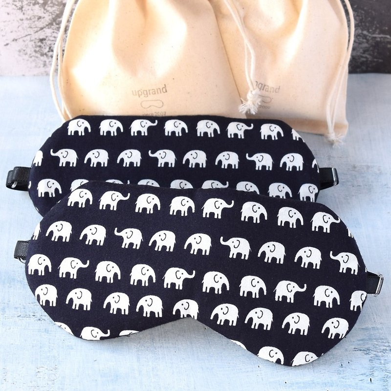 Elephants/ Valueable 2-piece set/ sleep mask - ผ้าปิดตา - ผ้าฝ้าย/ผ้าลินิน สีน้ำเงิน