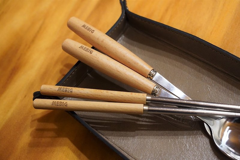 [Customized gift] Beech wood tableware set - ช้อนส้อม - ไม้ สีนำ้ตาล