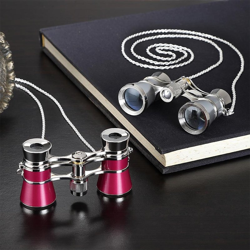 Opera Glasses 3x24mm Medical Steel Necklace Classic Opera Telescope【I033-RD】 - Other - Glass Red