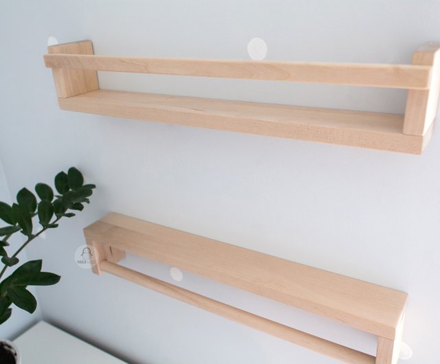 Set of 2 Wall Shelf, Floating Wood Shelves, kids Book Rack, Nursery shelves.  - Shop Pinguwood Kids' Furniture - Pinkoi