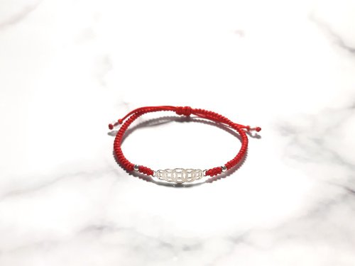 │Good Luck│Small Square•Ping An Three-color Bracelet•Lucky Red  Thread•Sterling Silver Bracelet - Shop ZILUN Jewelry Bracelets - Pinkoi