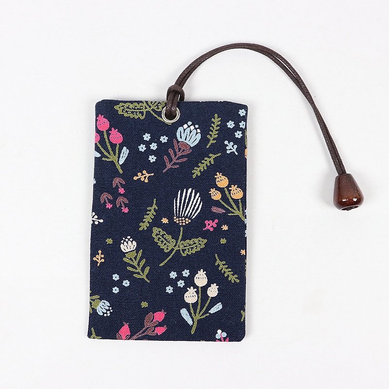 Youyou Card ID Holder, Business Card Holder, Card Bag-Small Floral (Blue) - ID & Badge Holders - Cotton & Hemp Black