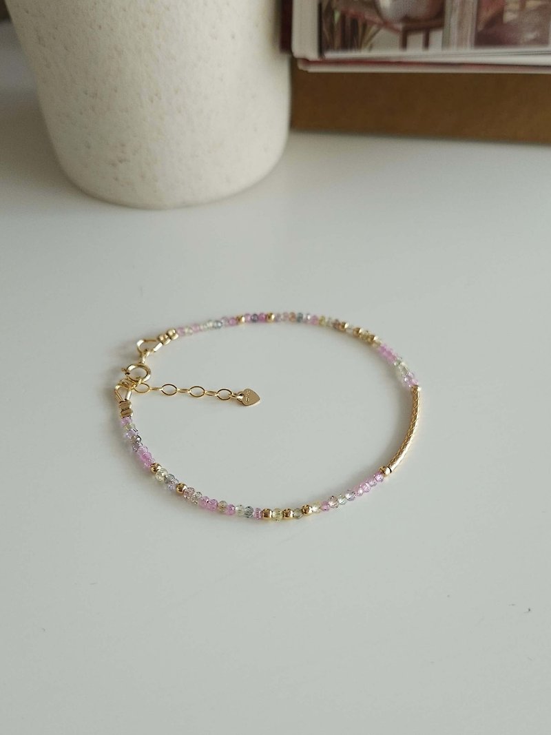 14kgf sapphire minimalist natural stone bracelet - Bracelets - Semi-Precious Stones Multicolor