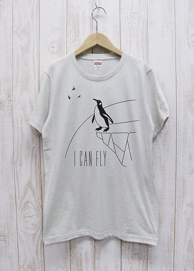 I CAN FLY Penguins Oatmeal / R010-T-OA - Unisex Hoodies & T-Shirts - Cotton & Hemp White