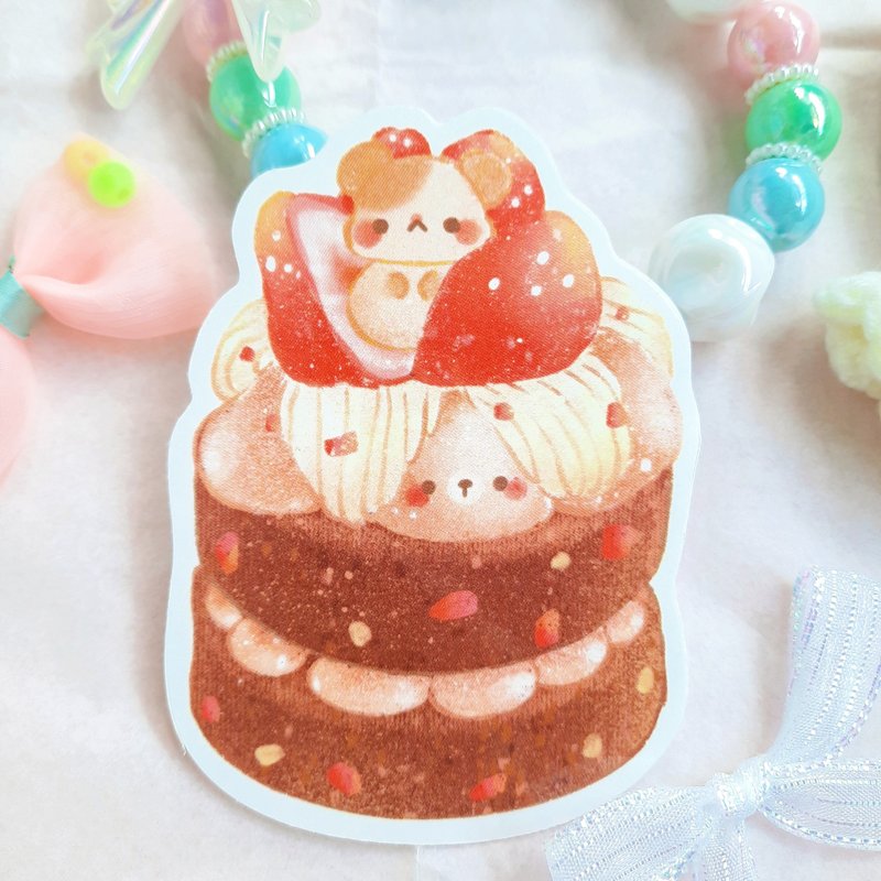 THEA-8cm Water Resistant Sticker-PP Coating-Hamster and Chocolate Cake - Stickers - Waterproof Material 