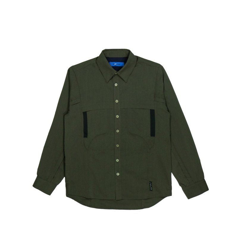 Tailored Double Pocket Long Sleeve Shirt - Green - Men's Shirts - Cotton & Hemp 