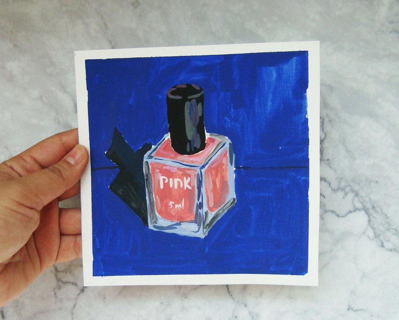 Gouache painting Nail polish, Original Art - ตกแต่งผนัง - กระดาษ สีน้ำเงิน