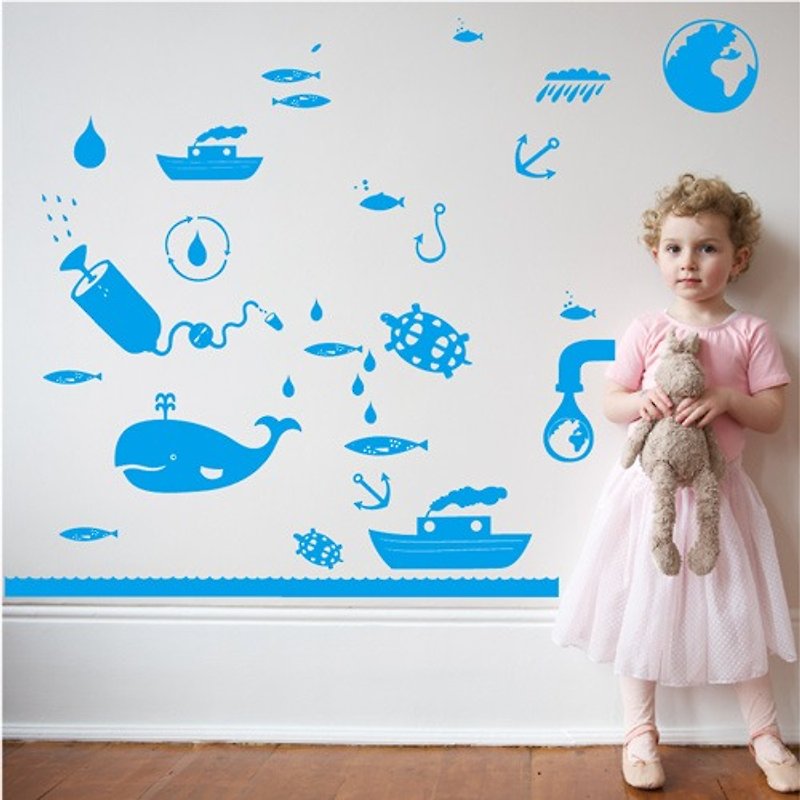 Smart Design creative non-marking wall sticker◆Ocean water resources in 8 colors available - ตกแต่งผนัง - กระดาษ สีเขียว