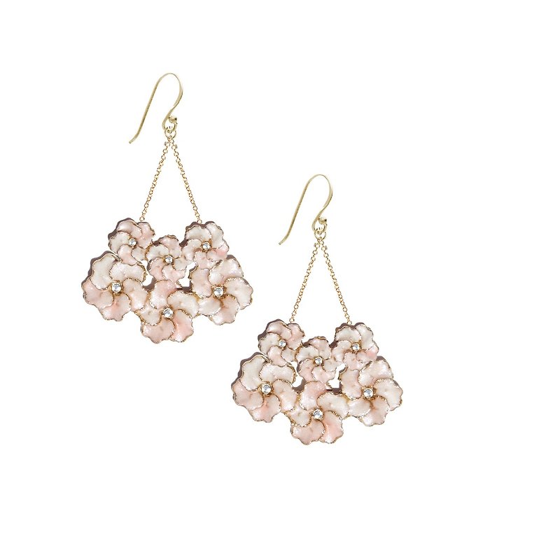 Champagne-Colored and Morandi Color Hydrangea Earrings - Earrings & Clip-ons - Enamel Pink