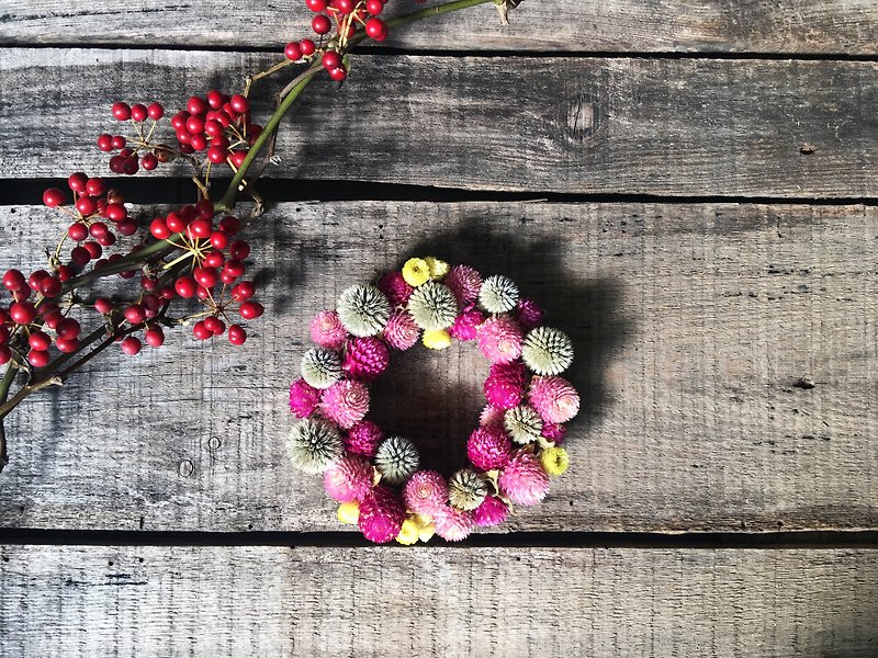 【好花】乾燥迷你聖誕花圈 莓果甜甜圈 聖誕節禮物 交換禮物 生日 開幕(XS)附盒 - 擺飾/家飾品 - 植物．花 粉紅色
